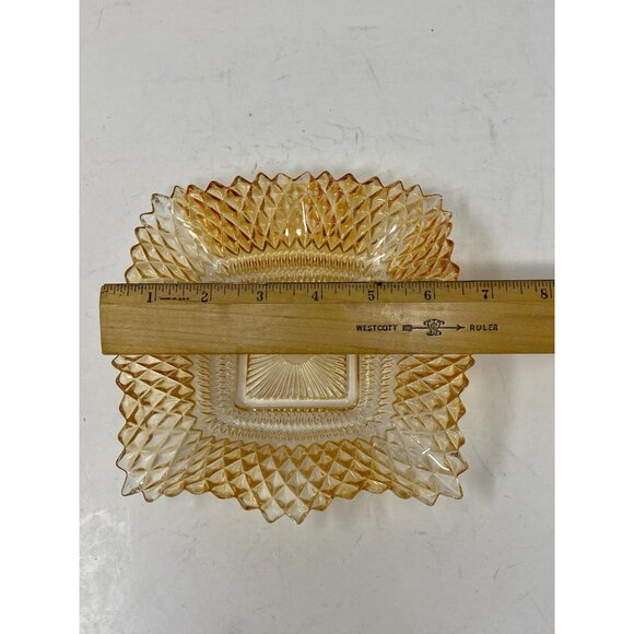 Indiana Glass Raised Diamond Point Ruffled Sawtooth Edge Candy Nut Dish - Picture 6 of 9